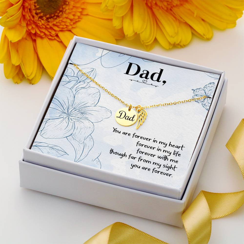 Dad Memorial Necklace Angel Wing Charm-[Heartfelt Family Gift]