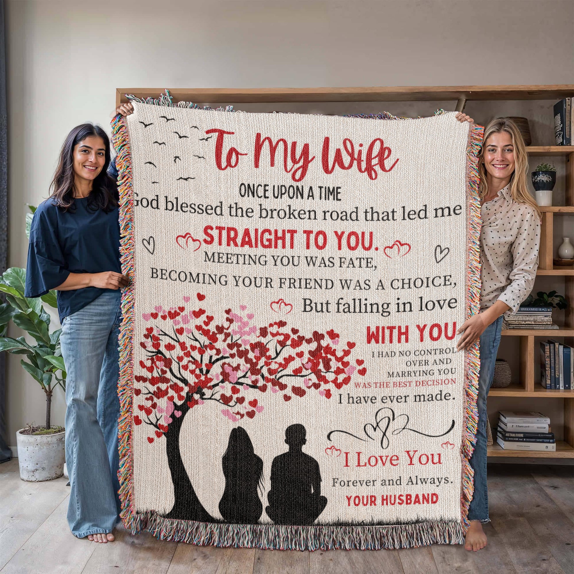 To My Wife Woven Blanket Gift from Husband-[Heartfelt Family Gift]