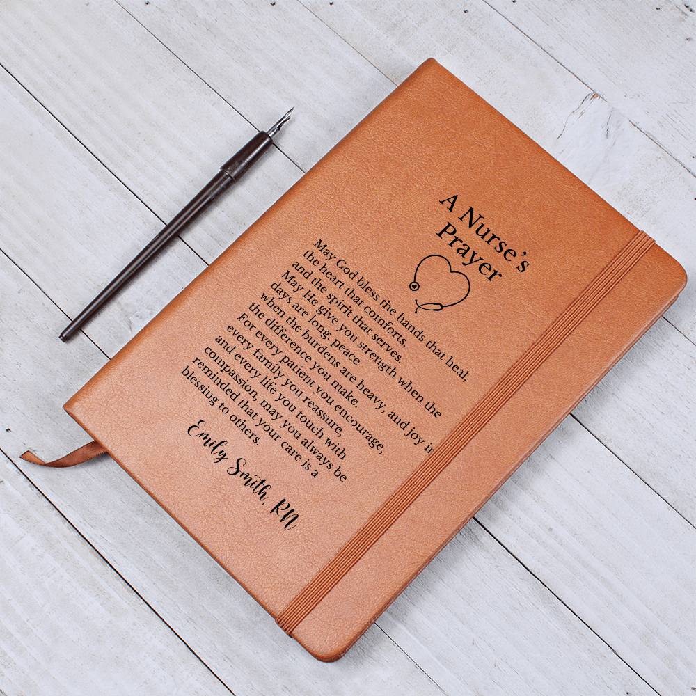 A Nurses Prayer Journal, Vegan Leather Notebook Gift, Inspiring Nurse Keepsake, Personalized Prayer Book, RN Thank You Gift