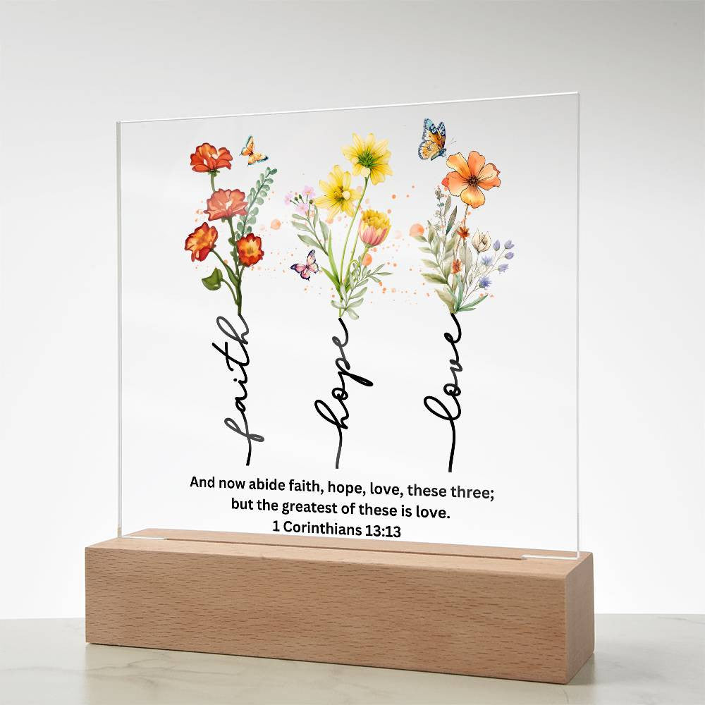 Faith Hope and Love Plaque Wedding Anniversary Gift-[Heartfelt Family Gift]