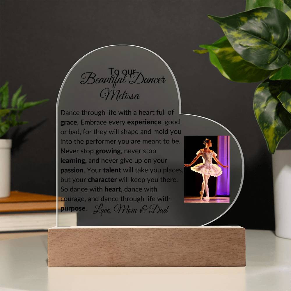 Personalized Dance Recital Acrylic Heart Plaque-[Heartfelt Family Gift]