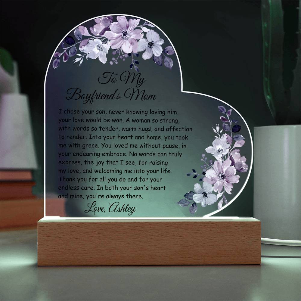 Boyfriends Mom Acrylic Heart Plaque-[Heartfelt Family Gift]