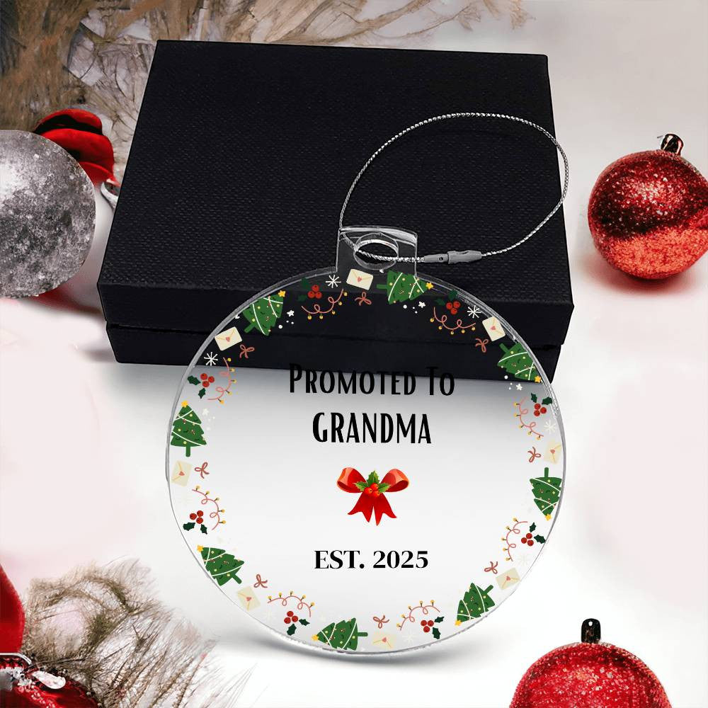Promoted to Grandma Acrylic Round Christmas Ornament-[Heartfelt Family Gift]