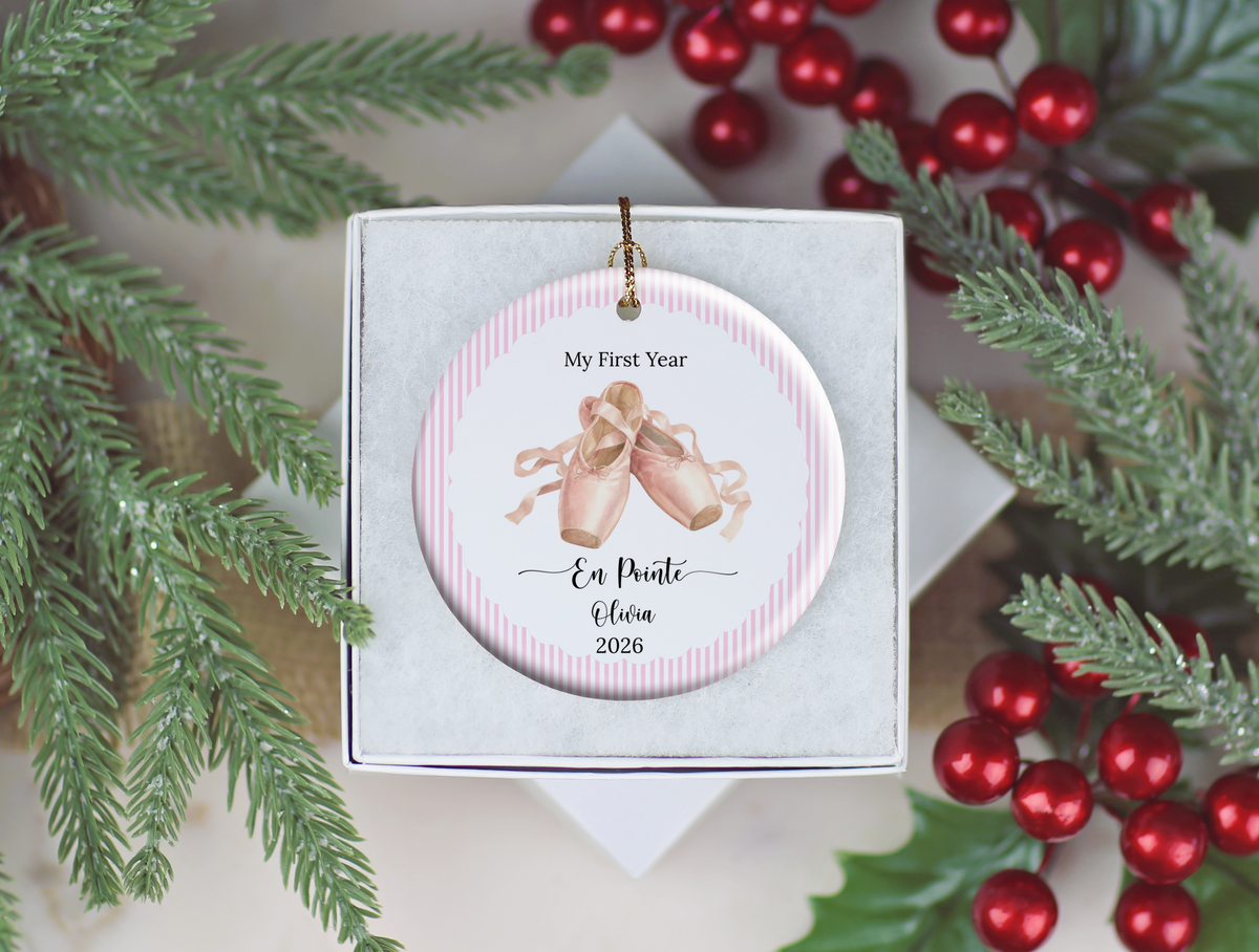 First Year En Pointe Shoes Ballet Christmas Ornament