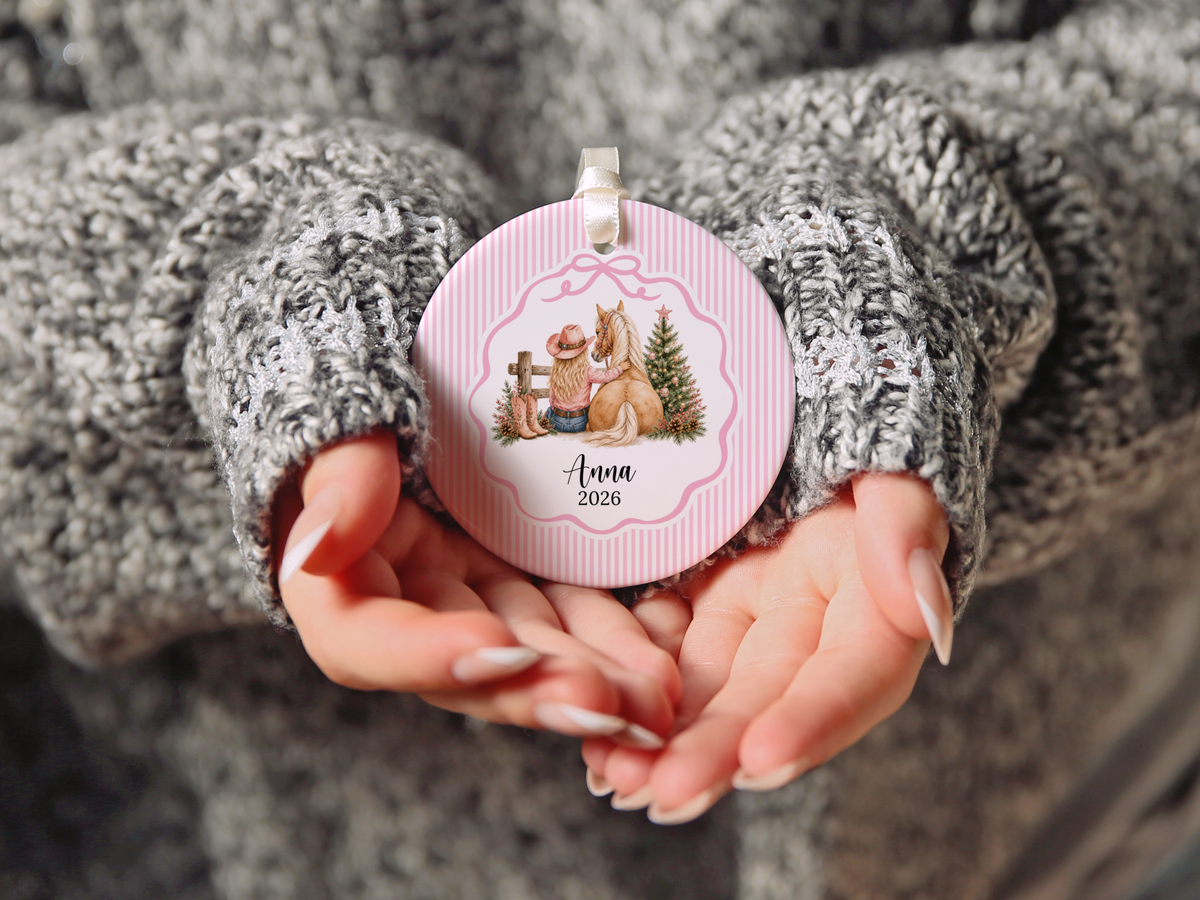Personalized Cowgirl Horse Christmas Ornament