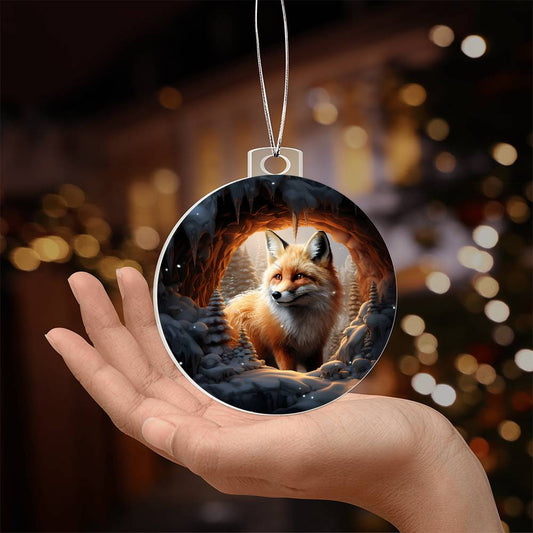 Red Fox Acrylic Christmas Ornament-[Heartfelt Family Gift]