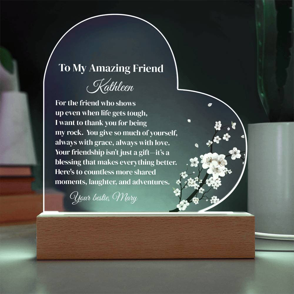 Best Friend Acrylic Heart Plaque Gift