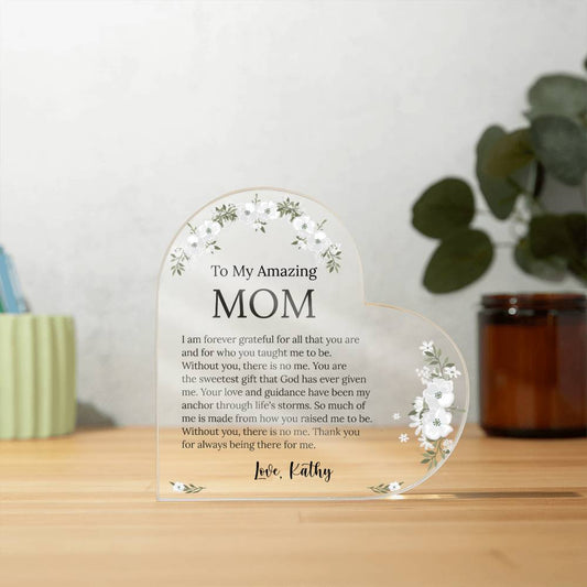 Mom Heart Acrylic Plaque Gift
