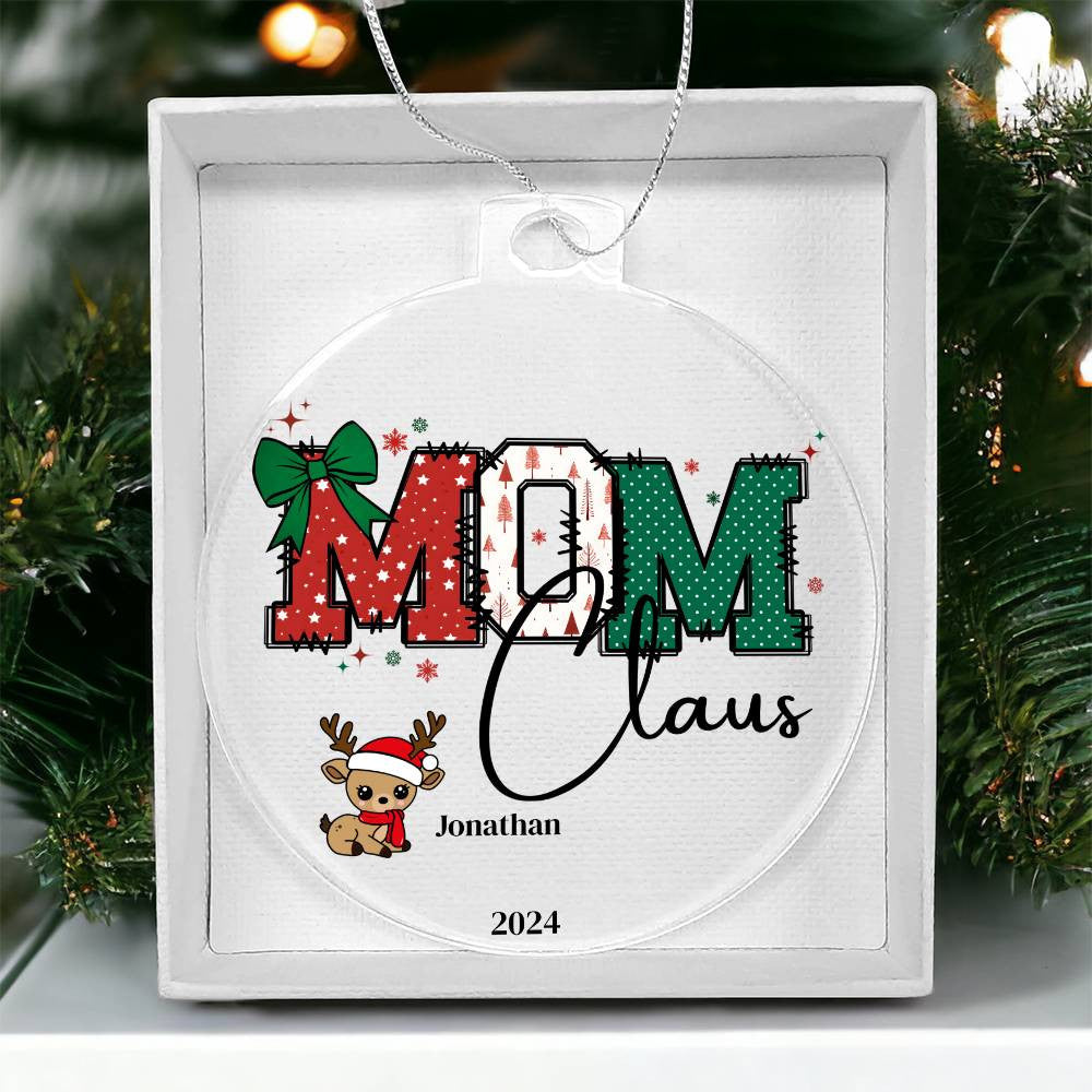 Mom Claus Acrylic Christmas Ornament-[Heartfelt Family Gift]