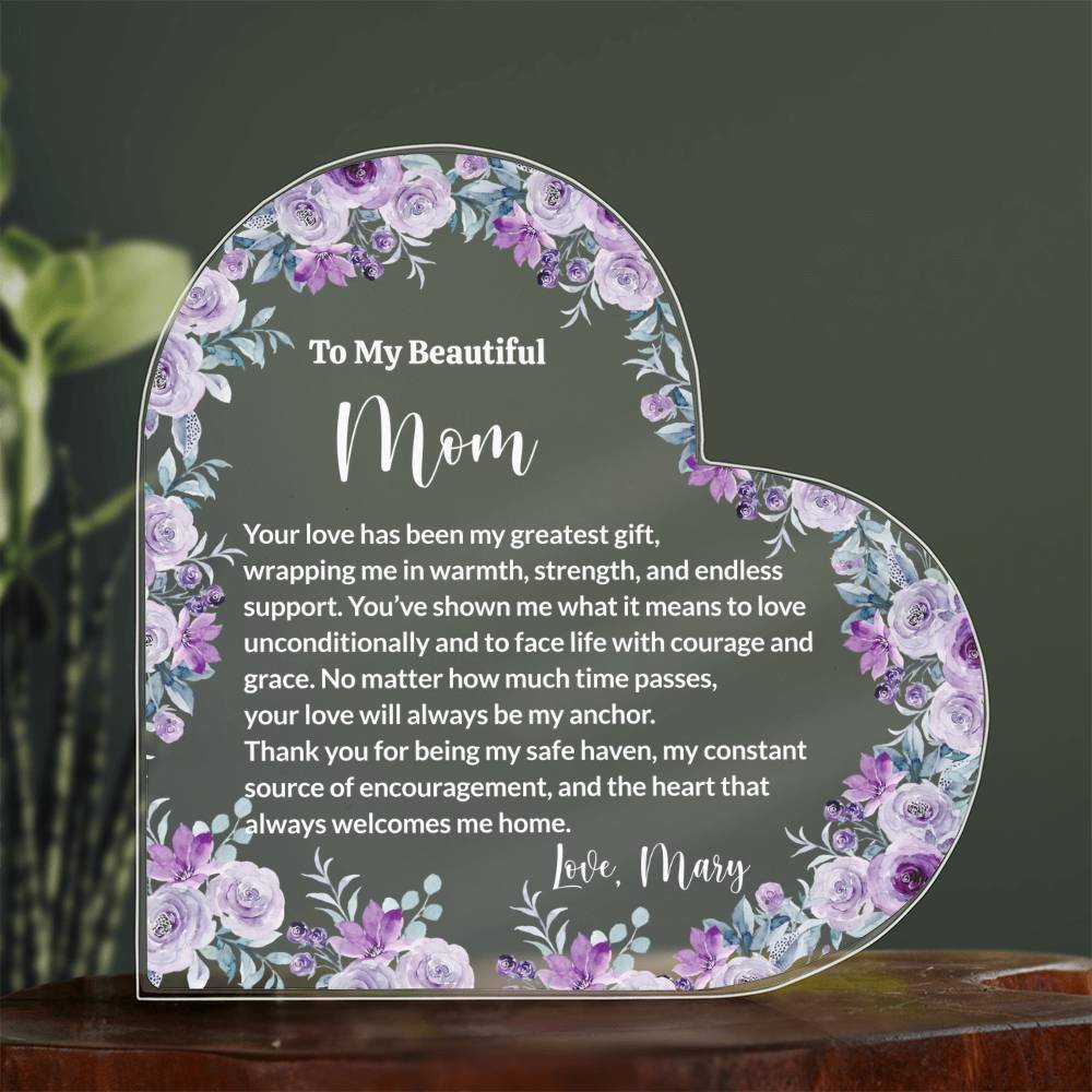 Mom Acrylic Heart Block