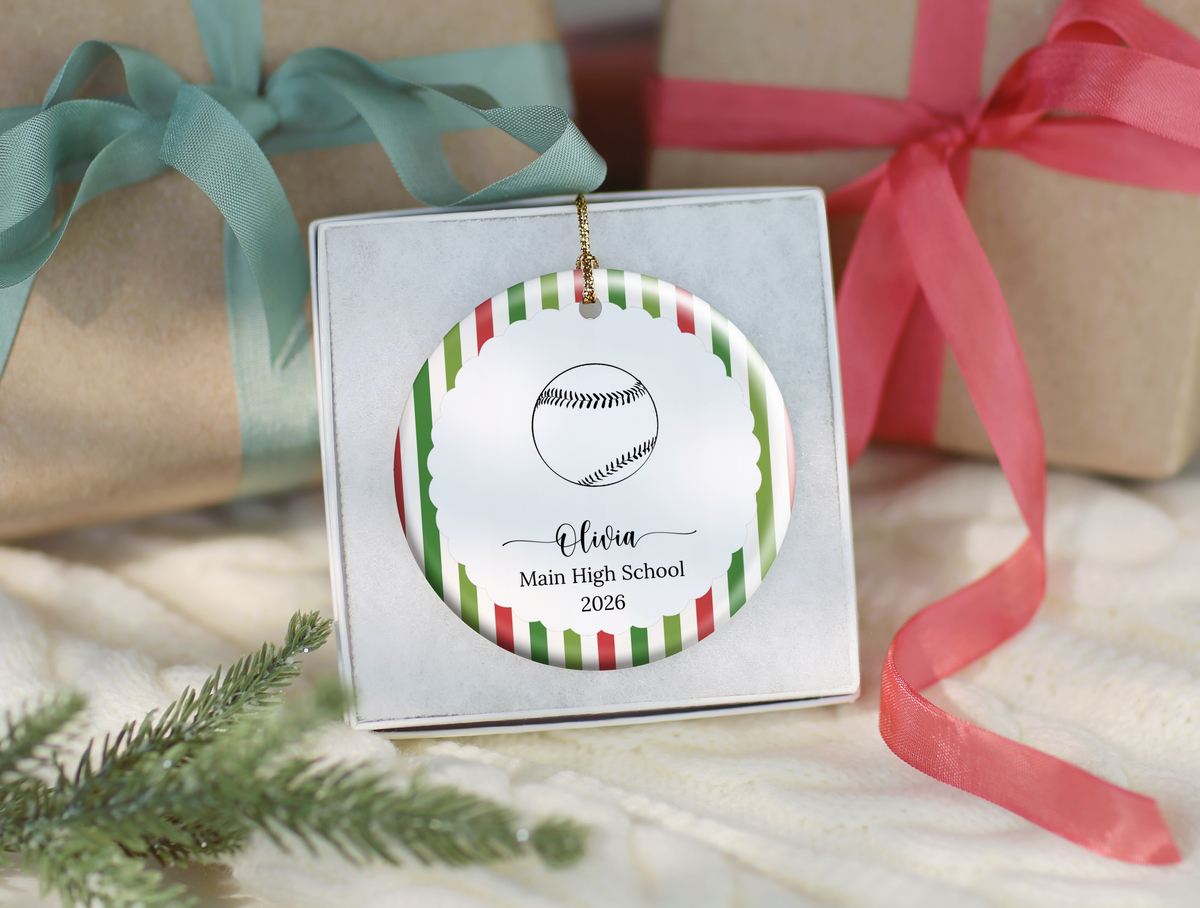 Personalized Softball Christmas Ornament