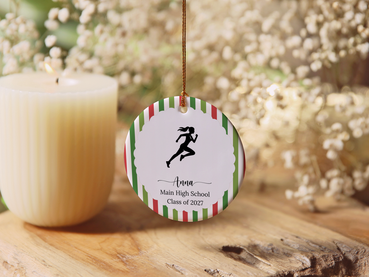 Personalized Runner Christmas Ornament, Track and Field Gift, Senior Night Keepsake, Custom Athlete Ornament for Cross Country