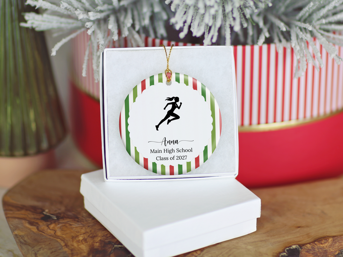 Personalized Runner Christmas Ornament, Track and Field Gift, Senior Night Keepsake, Custom Athlete Ornament for Cross Country
