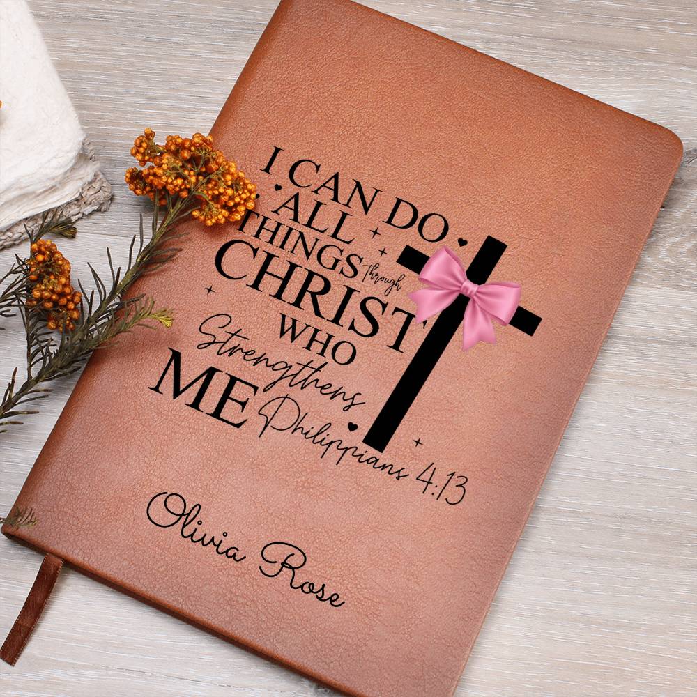 Personalized Pray Journal Bible Verse Journal, Philippians 4:13, Christian Gift for Women, Custom Name Scripture Keepsake