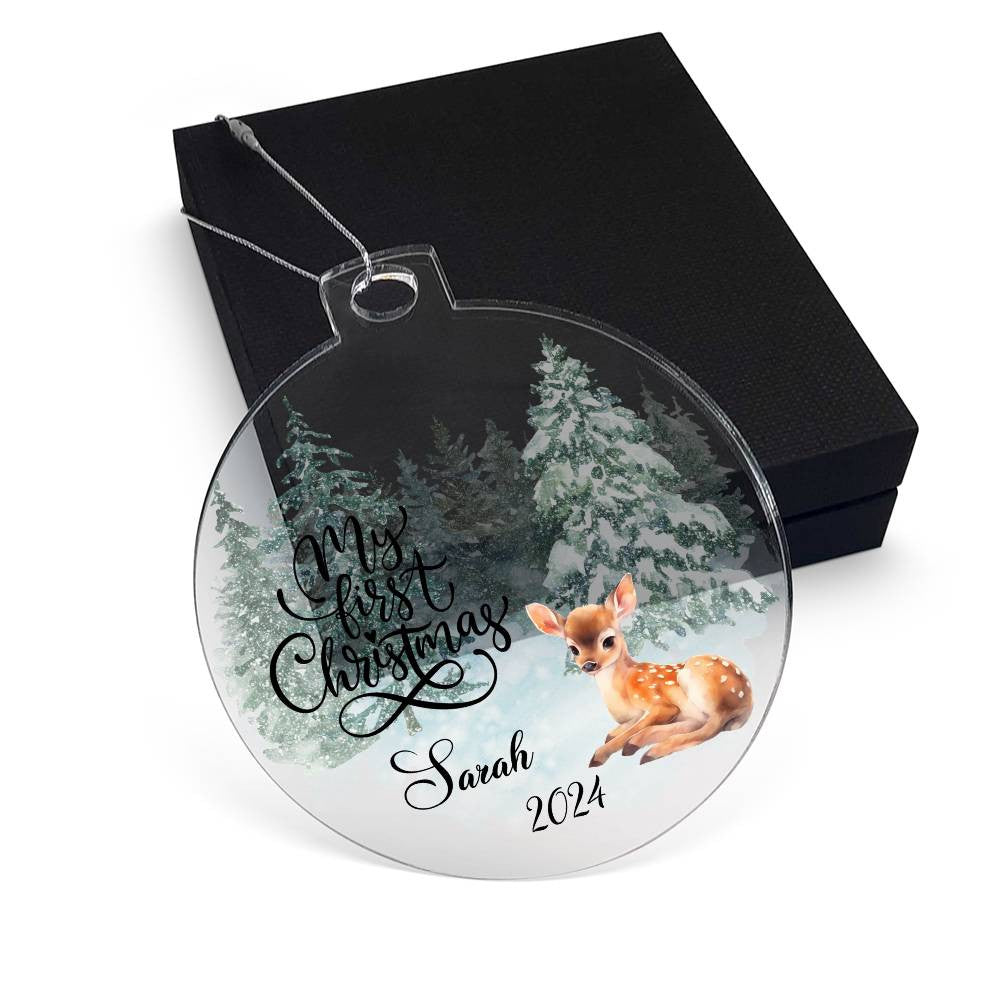 Baby's 1st Christmas Deer Acrylic Ornament-[Heartfelt Family Gift]