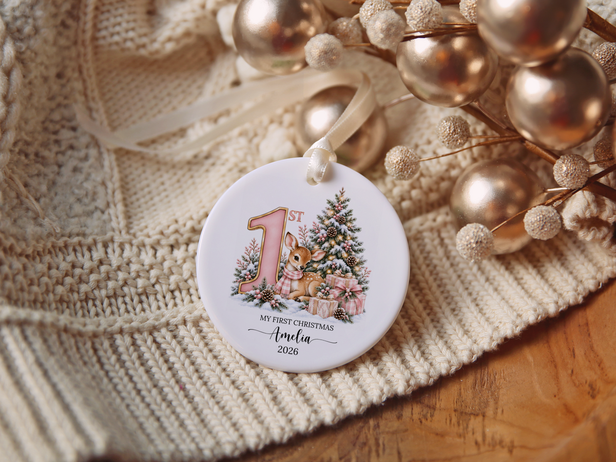 Baby Girls First Christmas Deer Ornament