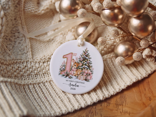 Baby Girls First Christmas Deer Ornament