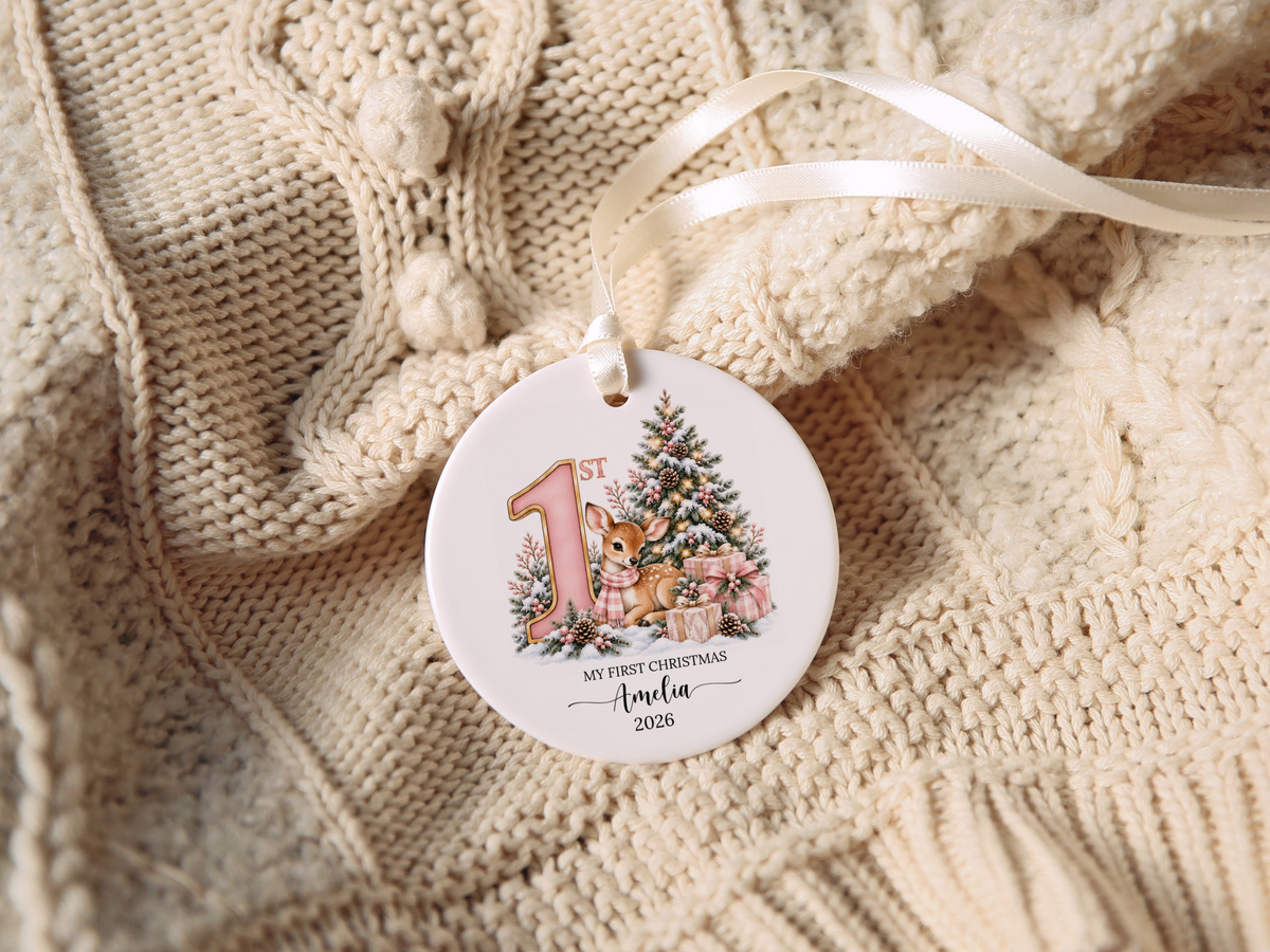 Baby Girls First Christmas Deer Ornament