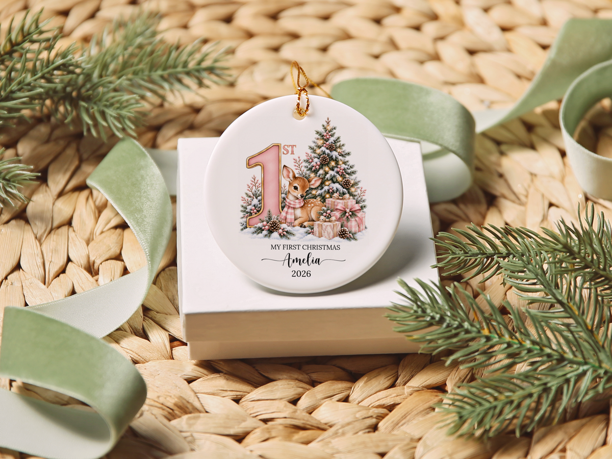 Baby Girls First Christmas Deer Ornament