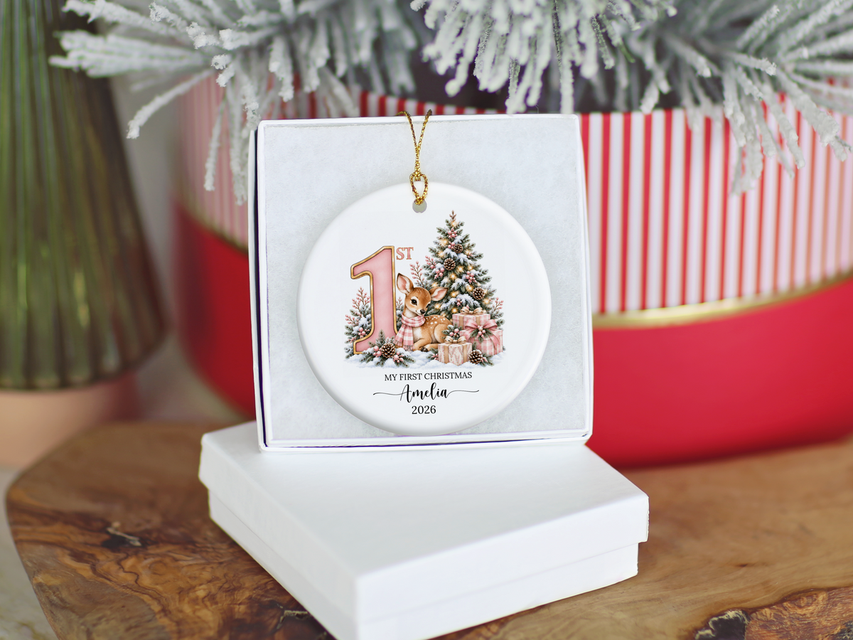 Baby Girls First Christmas Deer Ornament