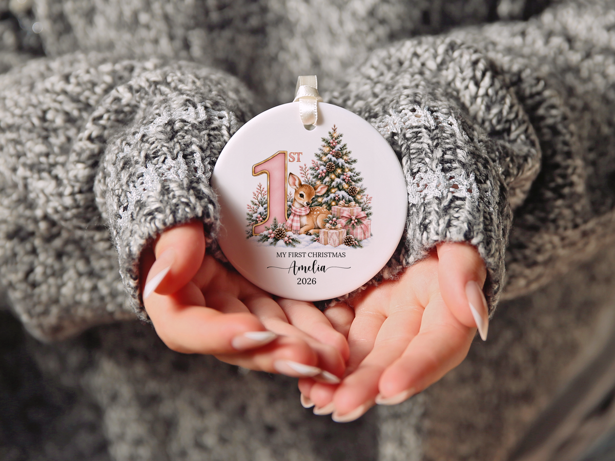 Baby Girls First Christmas Deer Ornament