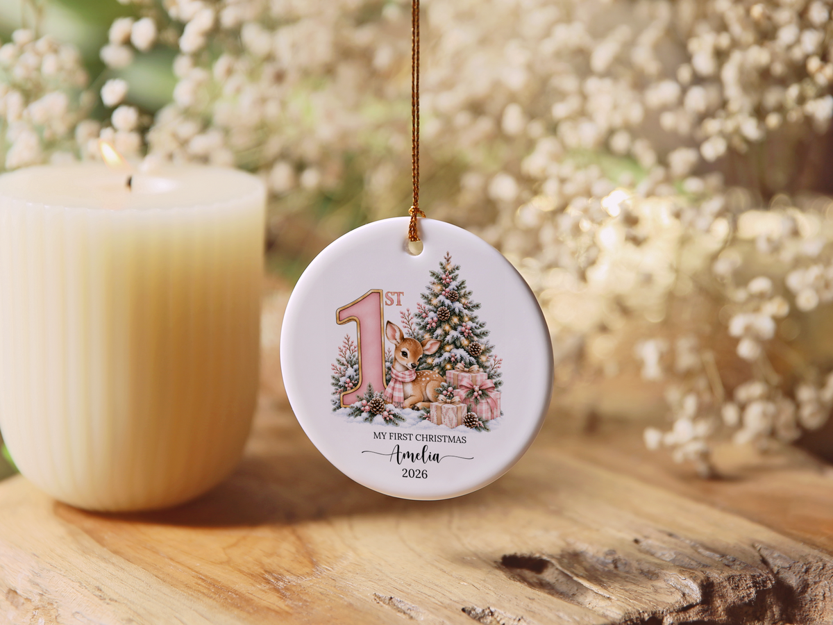 Baby Girls First Christmas Deer Ornament