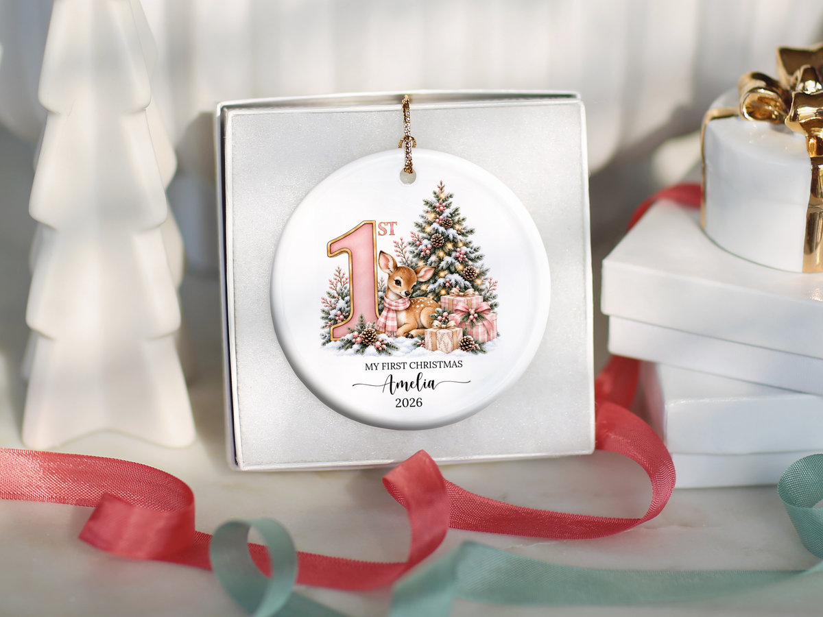 Baby Girls First Christmas Deer Ornament