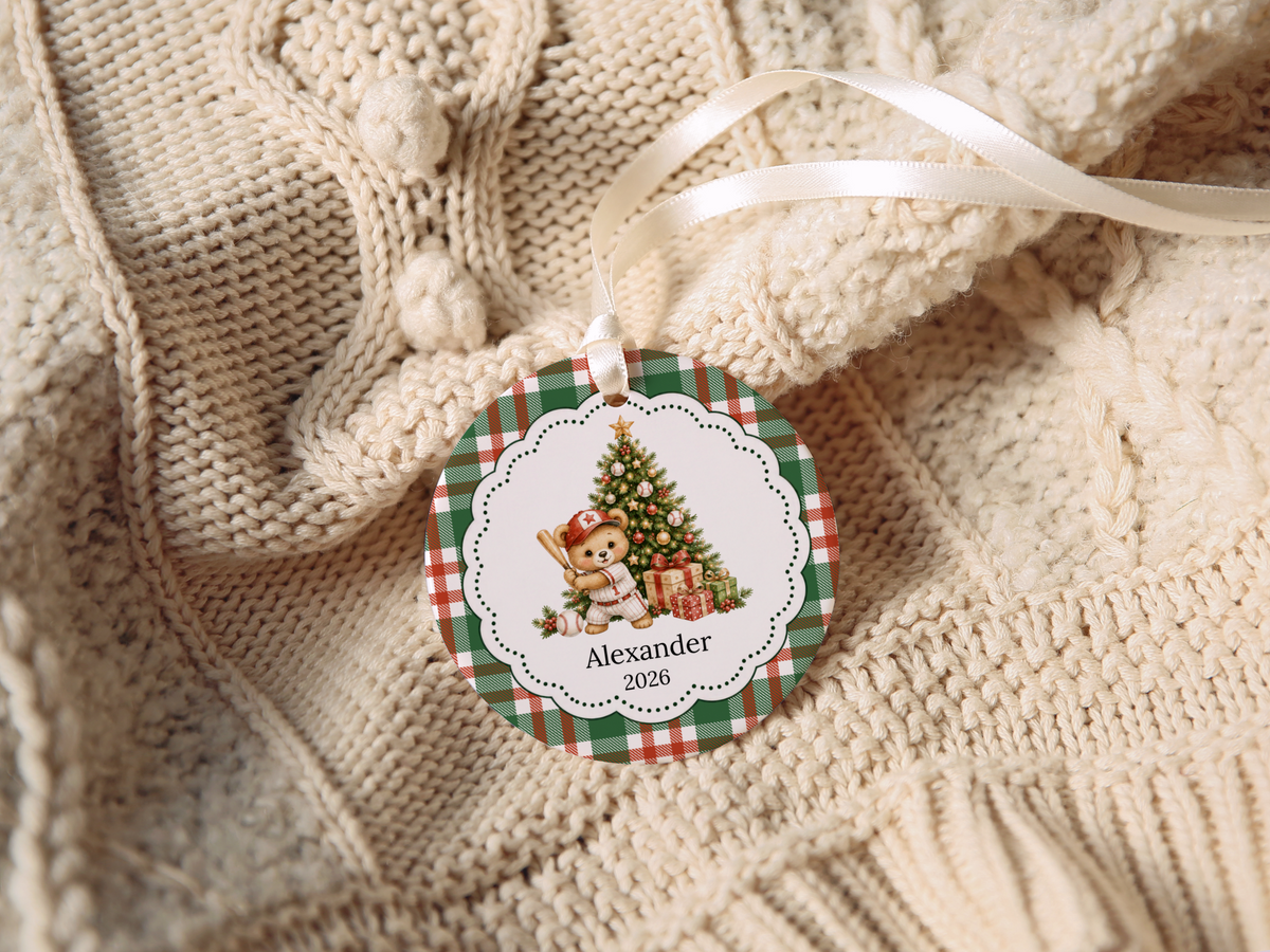 Baseball Bear Christmas Ornament