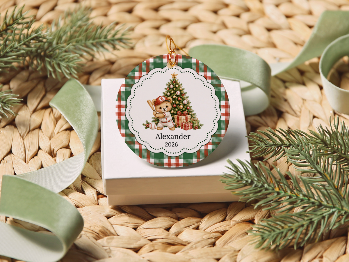Baseball Bear Christmas Ornament