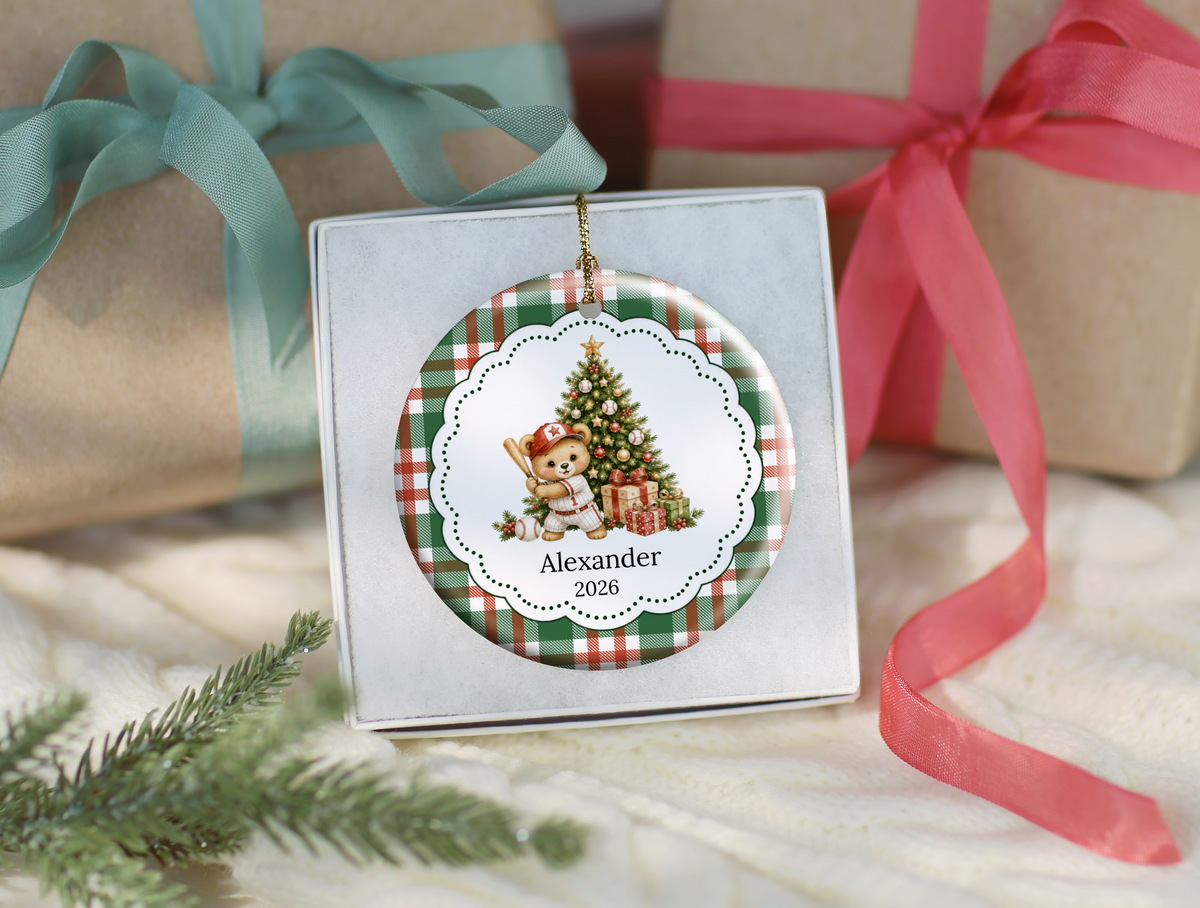 Baseball Bear Christmas Ornament