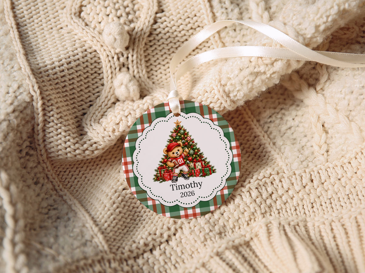 Teddy Bear Football Player Christmas Ornament