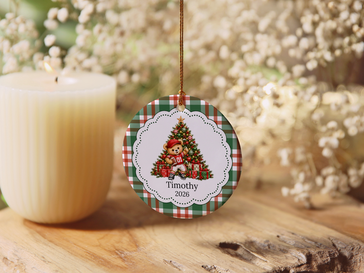 Teddy Bear Football Player Christmas Ornament