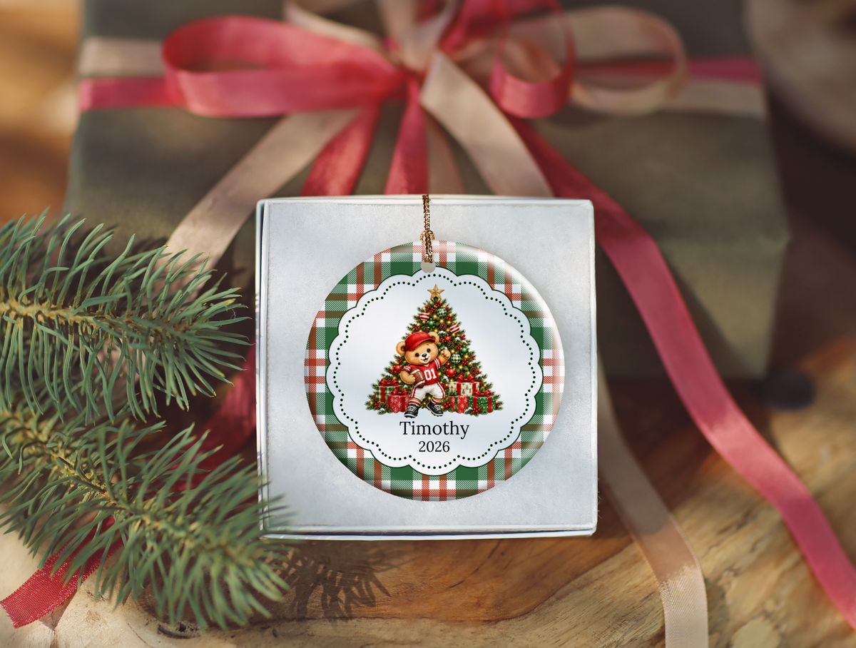 Teddy Bear Football Player Christmas Ornament
