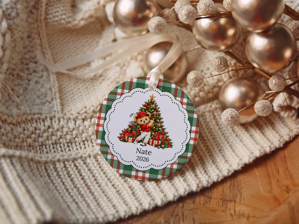 Bear Youth Golf Christmas Ornament
