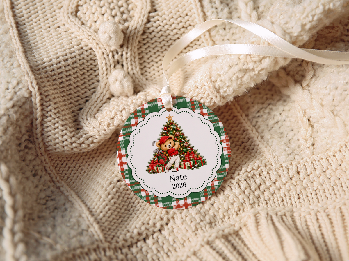 Bear Youth Golf Christmas Ornament