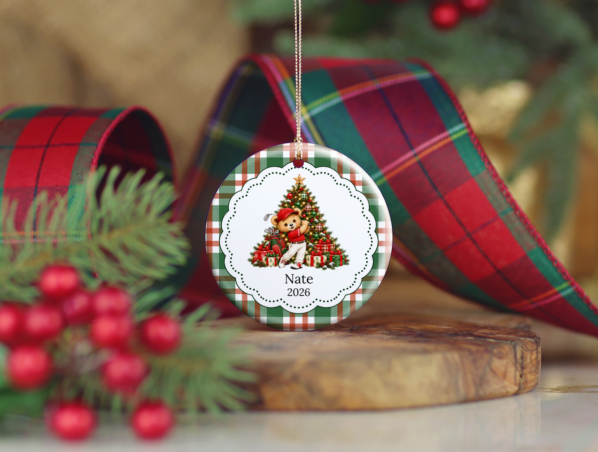 Bear Youth Golf Christmas Ornament