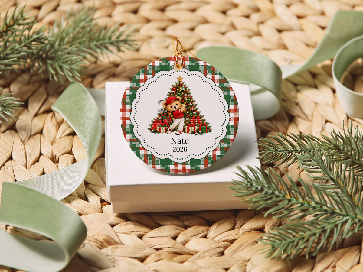 Bear Youth Golf Christmas Ornament