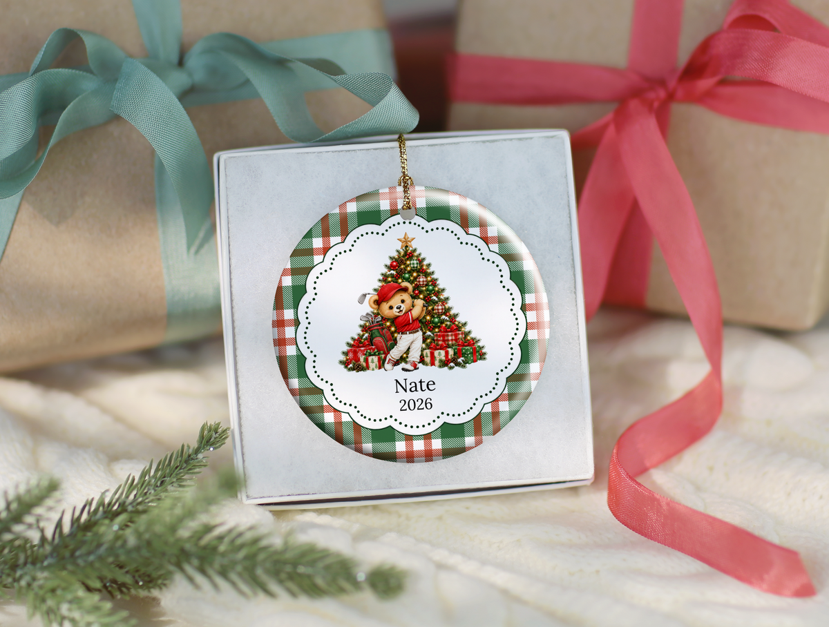 Bear Youth Golf Christmas Ornament