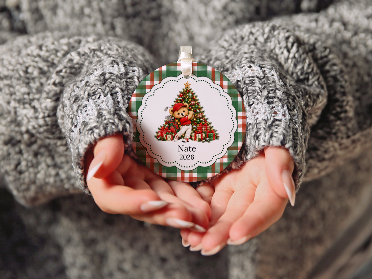 Bear Youth Golf Christmas Ornament