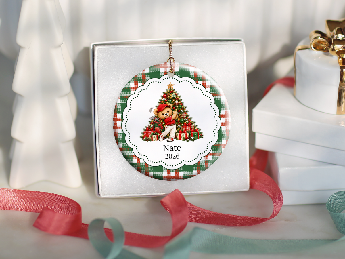 Bear Youth Golf Christmas Ornament