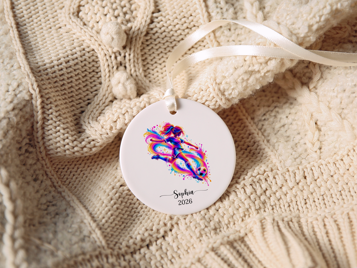 Girls Soccer Player Christmas Ornament