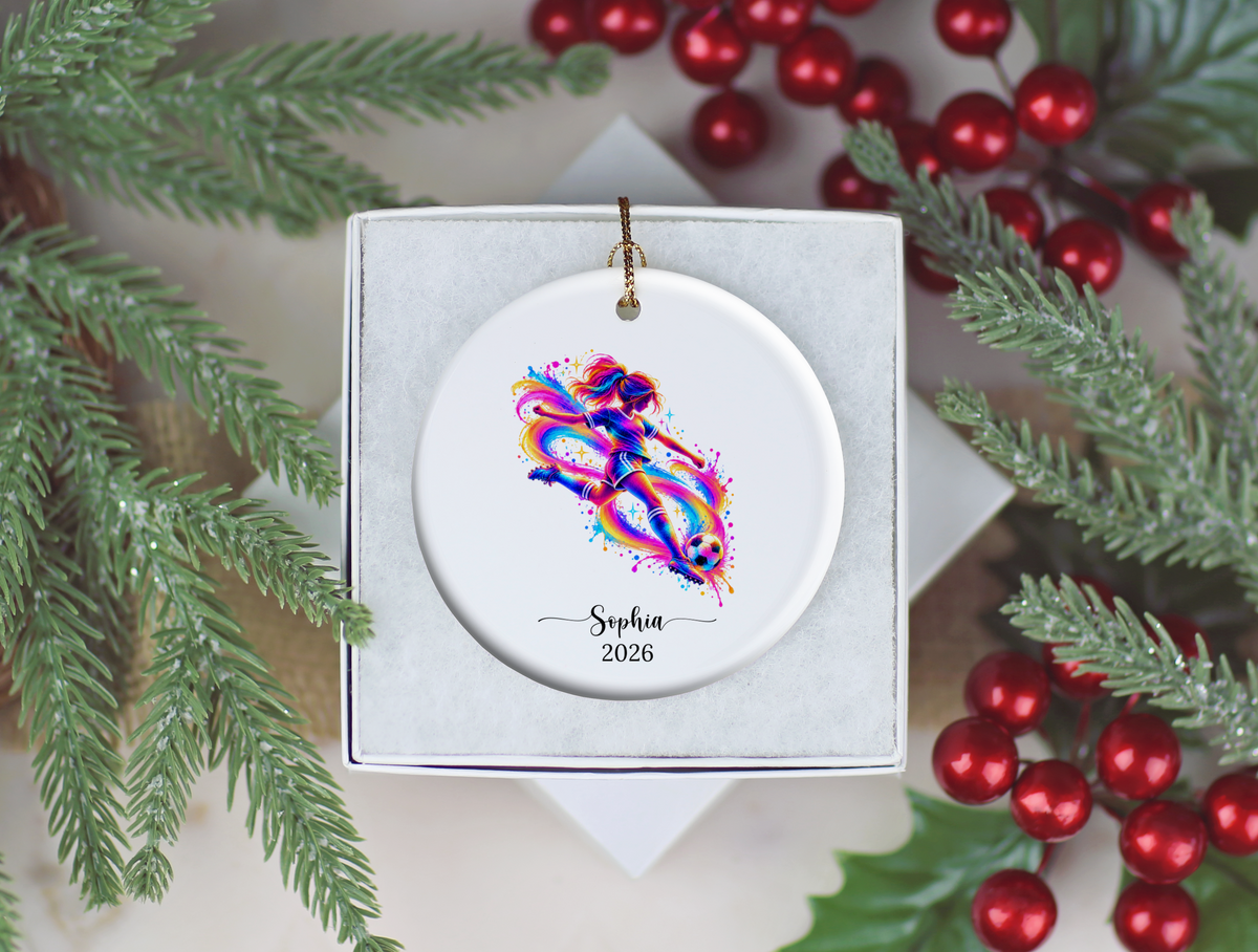 Girls Soccer Player Christmas Ornament
