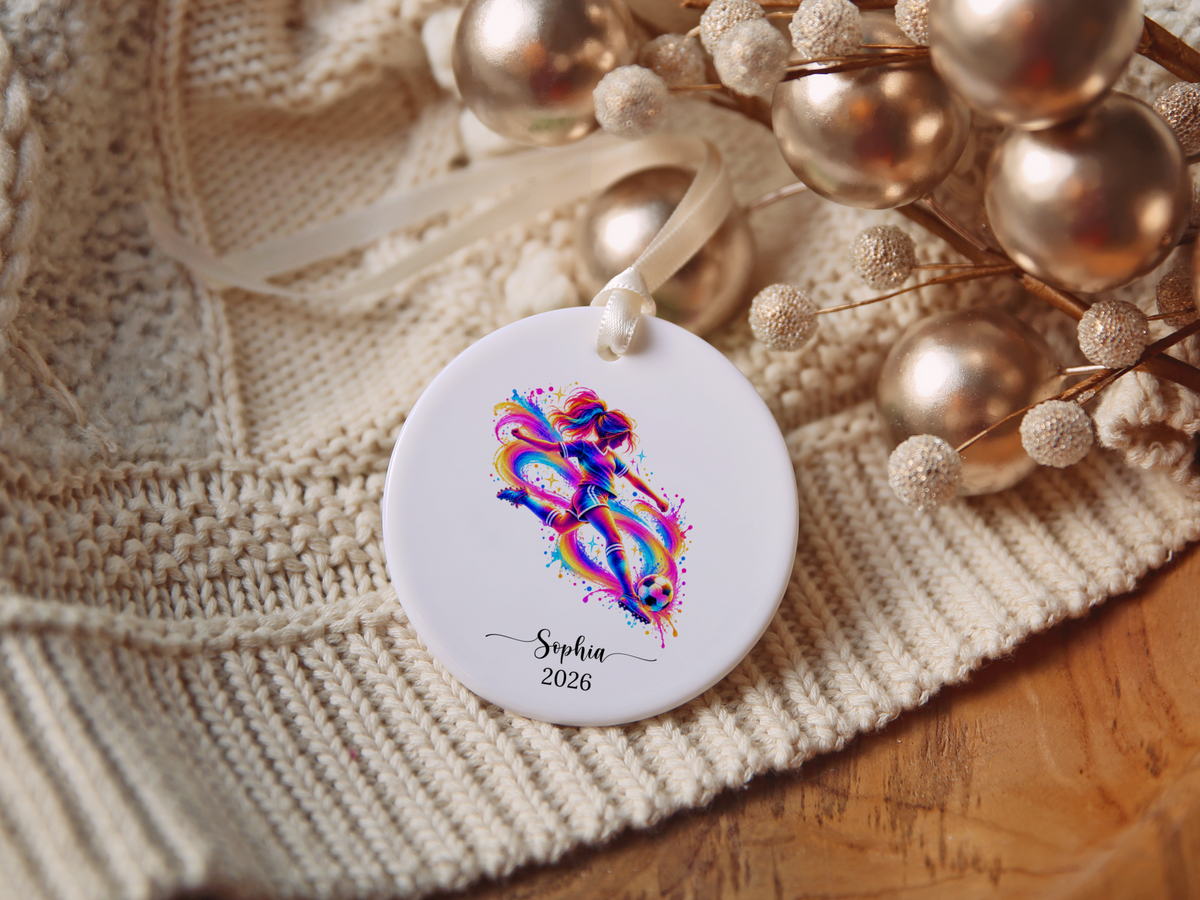 Girls Soccer Player Christmas Ornament