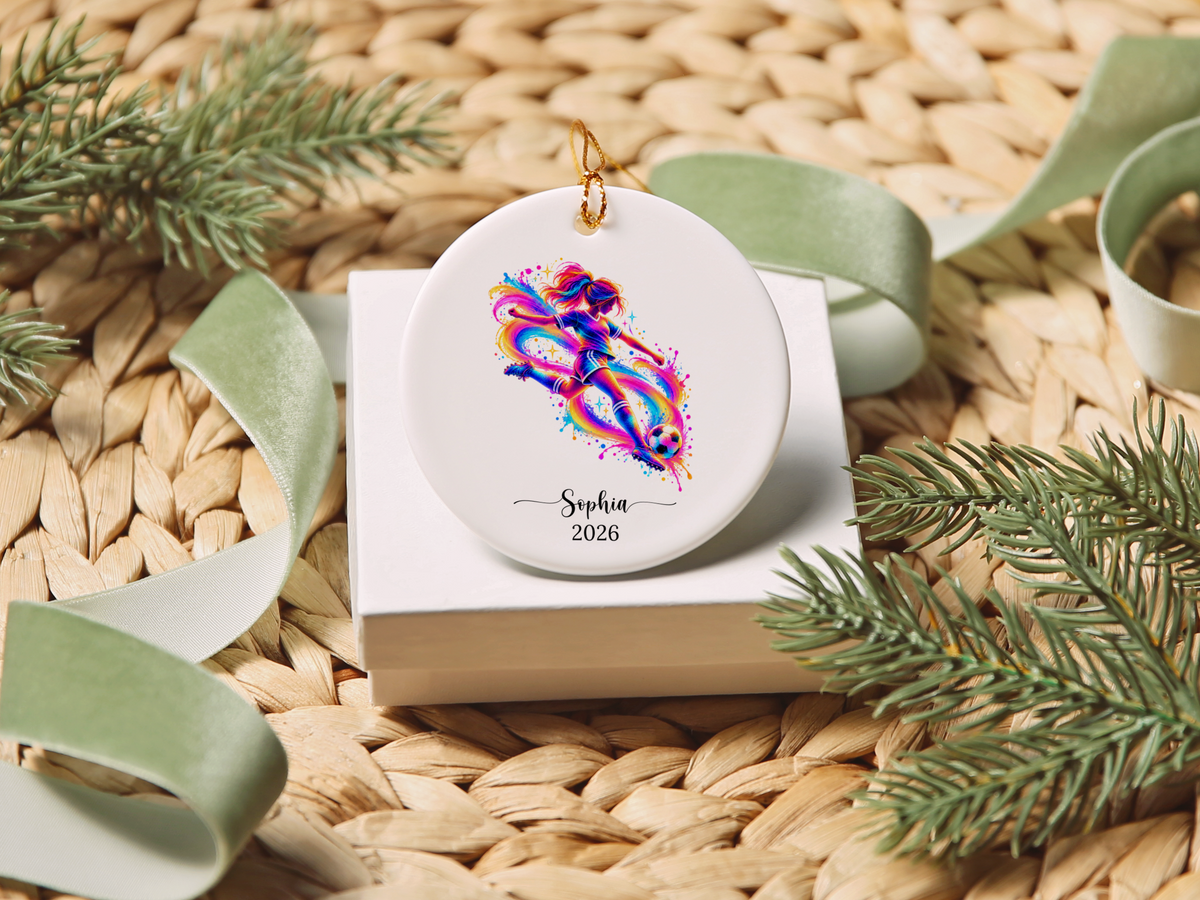 Girls Soccer Player Christmas Ornament