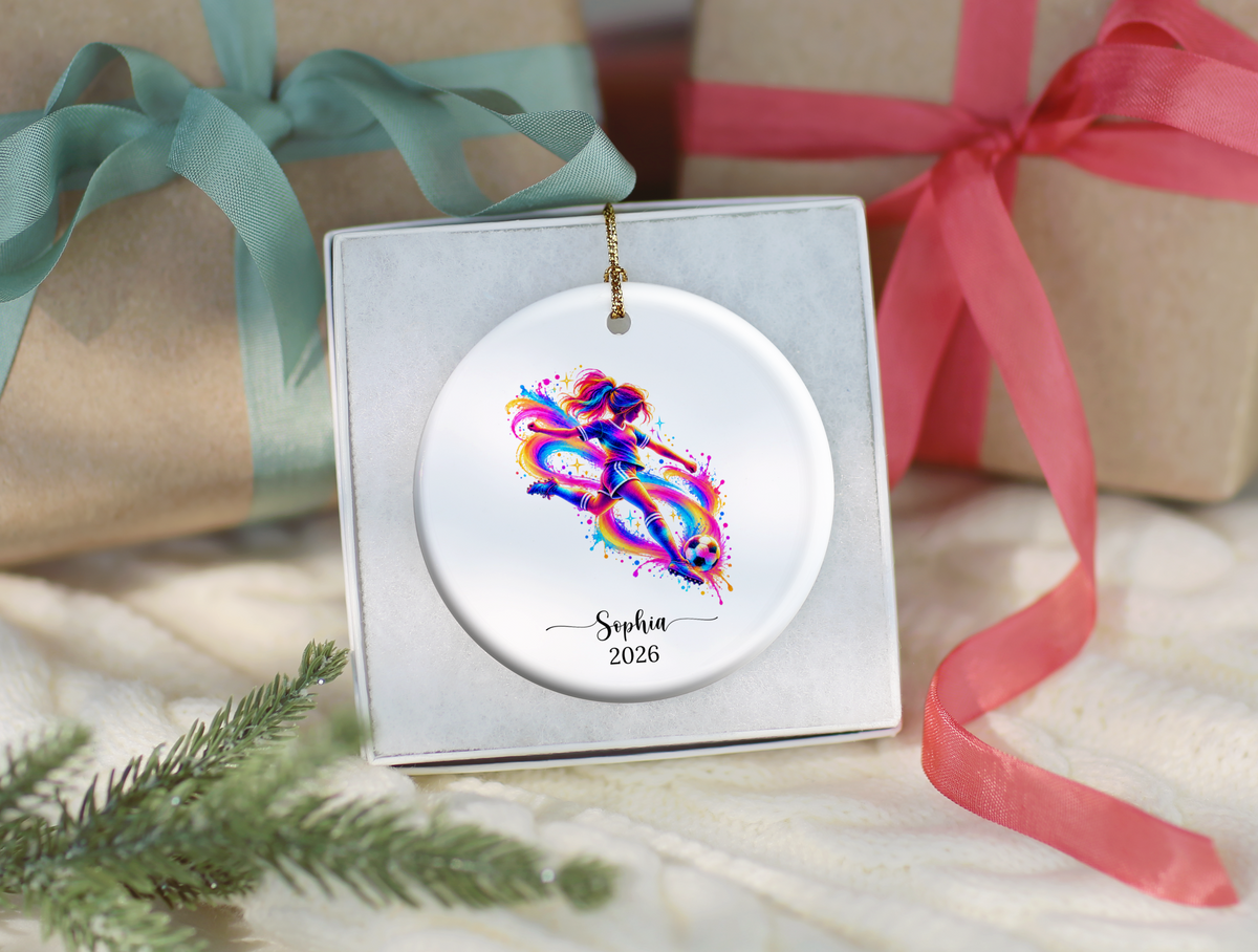 Girls Soccer Player Christmas Ornament