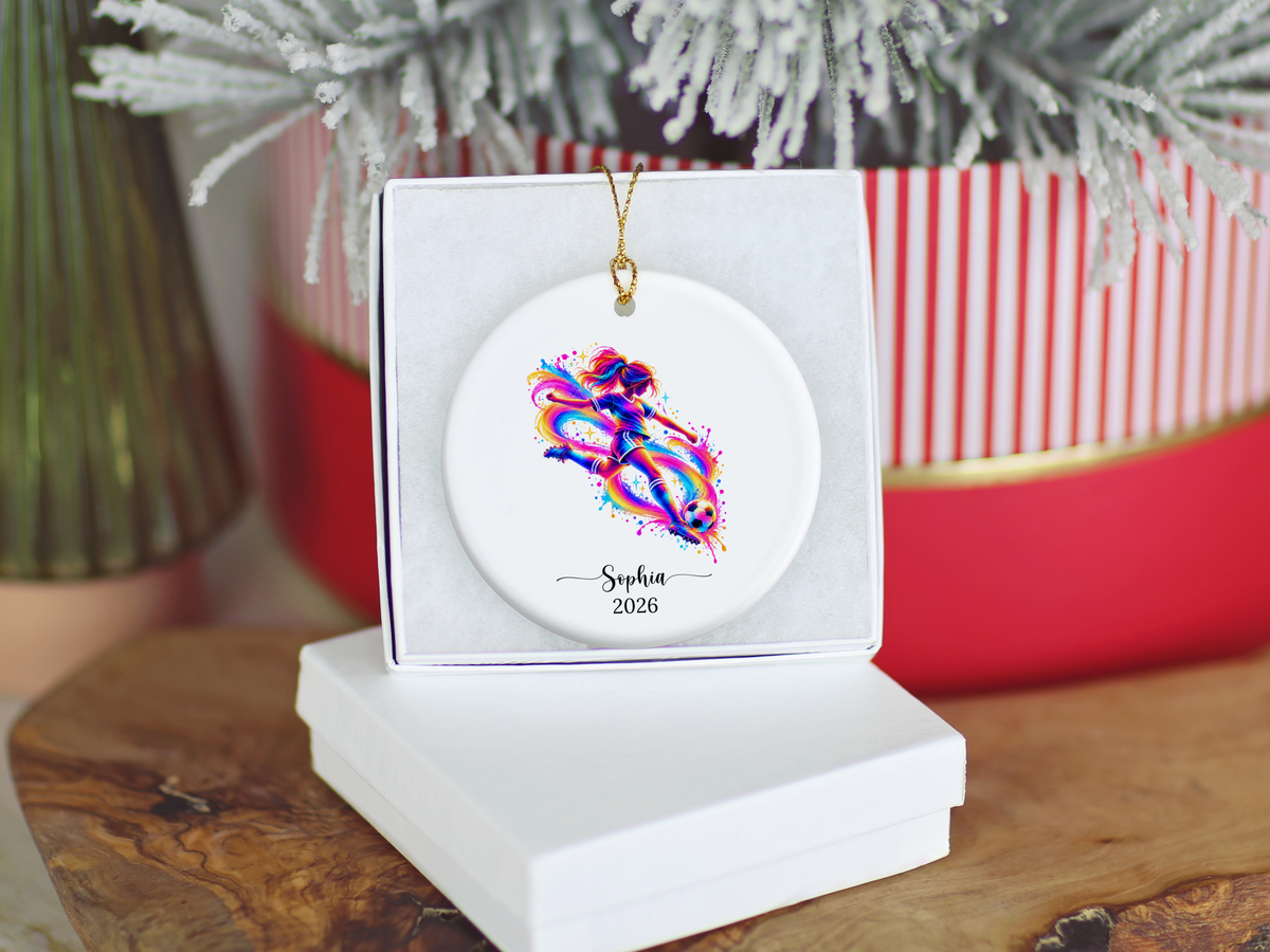 Girls Soccer Player Christmas Ornament