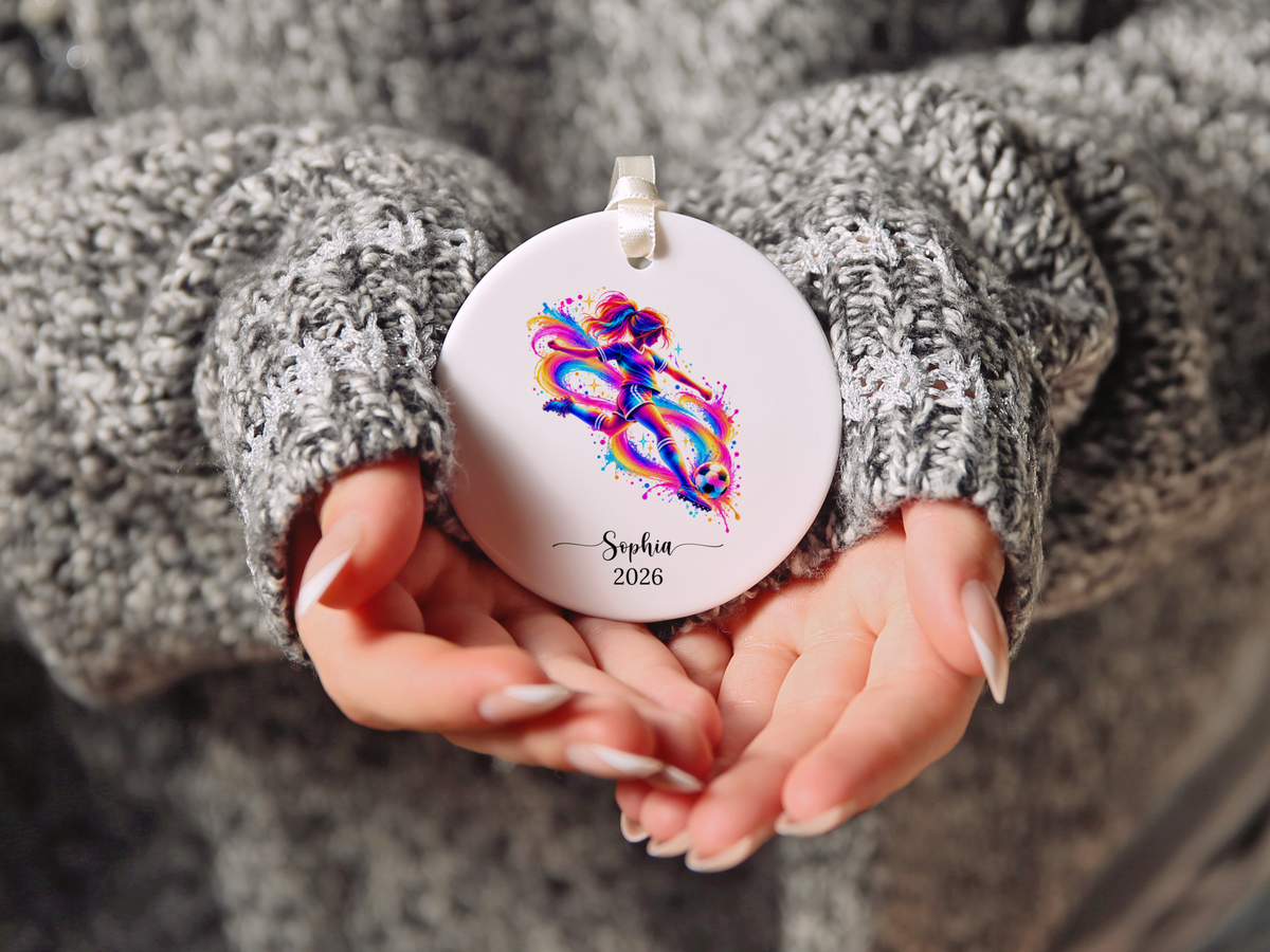 Girls Soccer Player Christmas Ornament