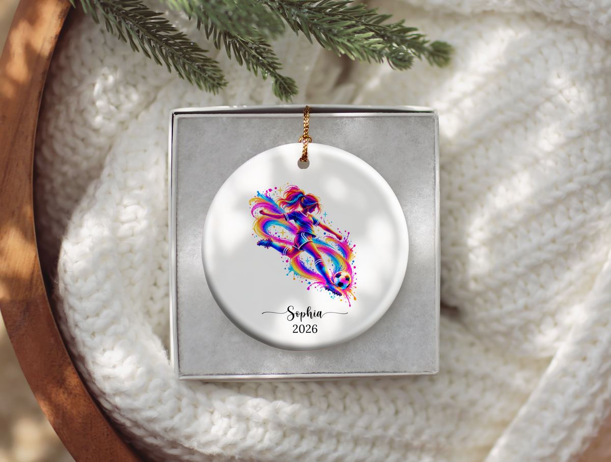 Girls Soccer Player Christmas Ornament