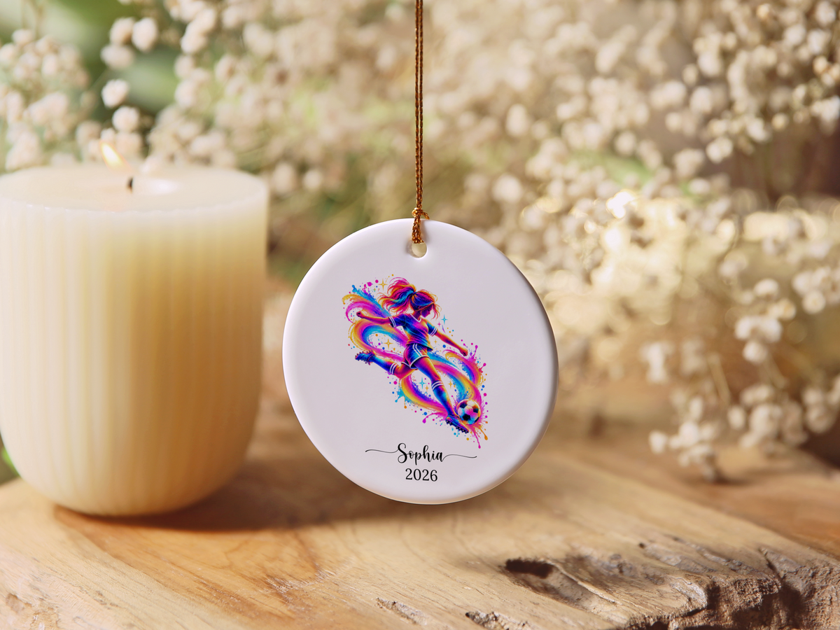 Girls Soccer Player Christmas Ornament