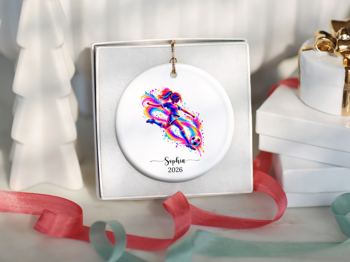 Girls Soccer Player Christmas Ornament